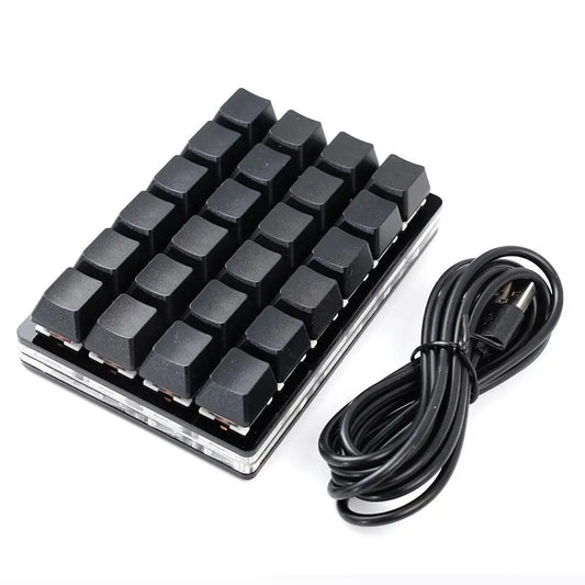 24 Keys Programmable Mechanical Macro Keypad USB Mini Custom Gaming Keyboard with Hotkeys, Shortcut Keys & One-Touch Macros for Windows, Mac & Linux