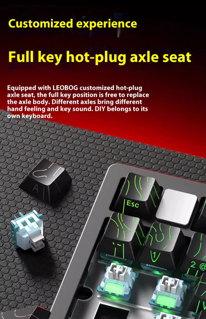 LEOBOG Hi75C Mechanical Wireless Keyboard Aluminium 3-Mode With Knob Hot Swap RGB Gasket Hi75C Gaming Keyboard Customization PC