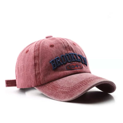 Male vintage letter embroidered duckbill cap for outdoor travel, female sun protection and shading, couple baseball cap