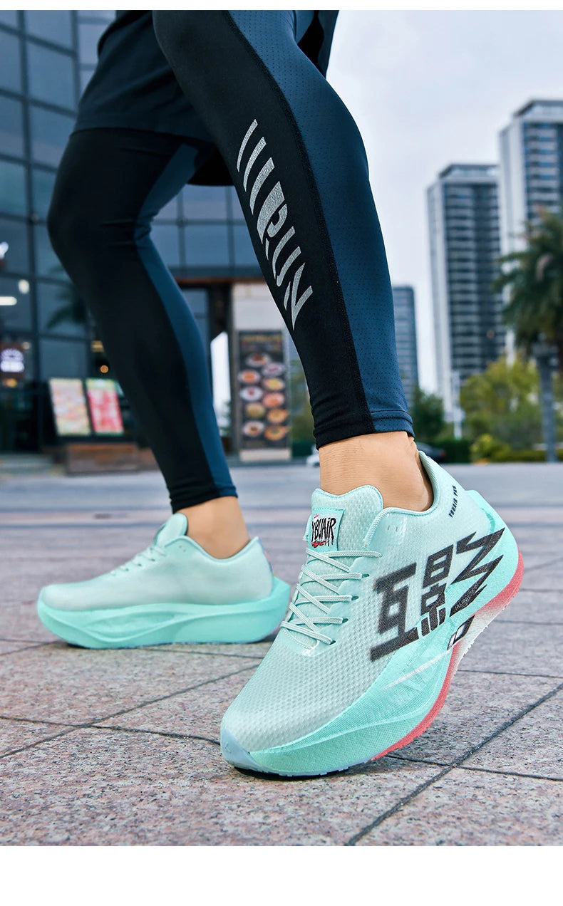 Running Shoe Men Sports Carbon Board Speciality Breathable Lightweight Women's Comfortable Athletic Nonskid Sneakers﻿ Marathon