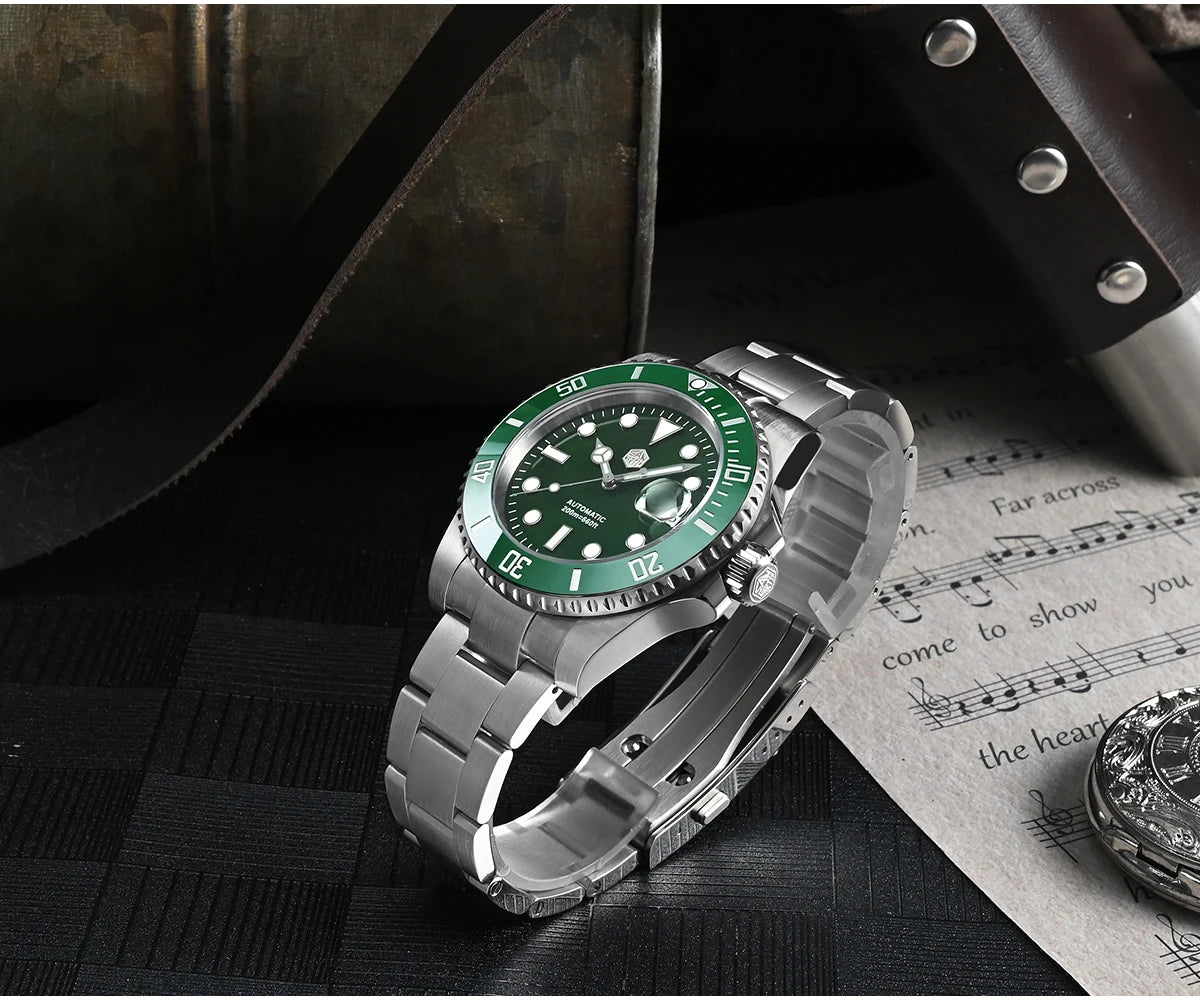 San Martin New 40mm Water Ghost Diver Watch Men Luxury NH35 PT5000 Automatic Mechanical Watch Sapphire Waterproof 200m SN0017