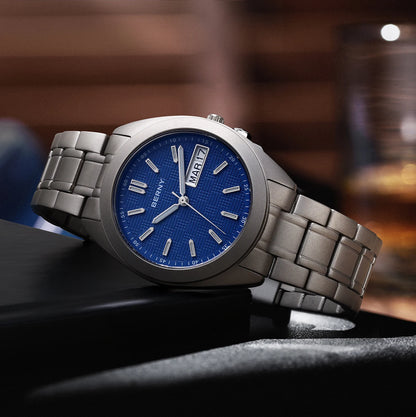 BERNY Titanium Watches for Men Date Week Calendar Sapphire Quartz Watch 38mm Super Luminous Men's Wristwatch 10ATM Lightweight