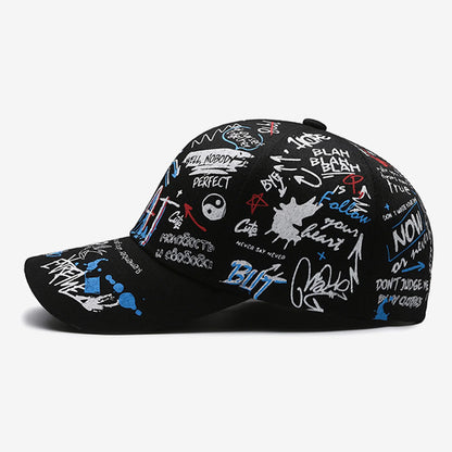 Graffiti Print Baseball Cap Adjustable Sun Protection Breathable Hat for Outdoor Activities Fishing Camping