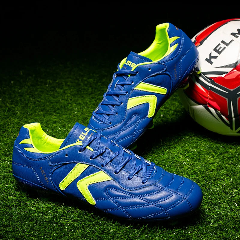 KELME FG jalkapallokengät, alkuperäiset naudan nahasta valmistetut miesten lenkkarit, ammattikäyttöön sopivat, luistamattomat urheilu- ja harjoitusjalkapallokengät ZX80011018