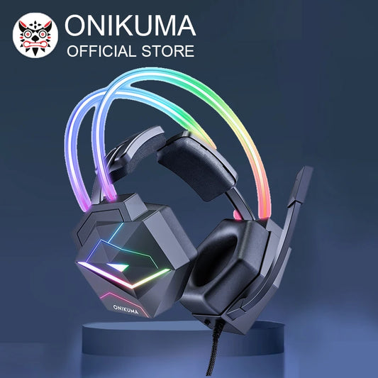ONIKUMA X20 Gaming Headset RGB Wired Gaming Headphones with Mic, Surround Sound Bass Over-Ear Gaming Headset for PS5, PC, Xbox & Laptop