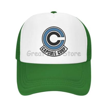 Capsule Corp Mesh-baseballkepsar Unisex Hip-Hop-truckerhatt Anime DBZ Dad Hat Justerbar racingkeps Sommartrucker Snapback-kepsar