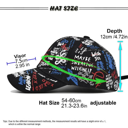 Trendy Unisex Graffiti Print Baseball Cap - Colorful Painted Visor Fashion Hat