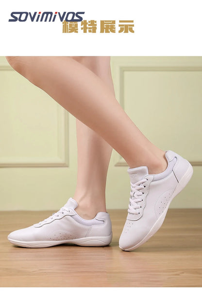 Zapatillas de baile para mujer, zapatillas deportivas planas y ligeras, zapatillas de gimnasia aeróbica de competición, zapatillas deportivas para fitness, zapatillas de baile blancas.