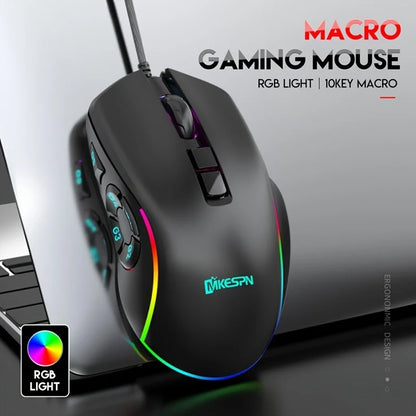10 key macro programming custom RGB game wired mouse laptop desktop computer wired mouse external