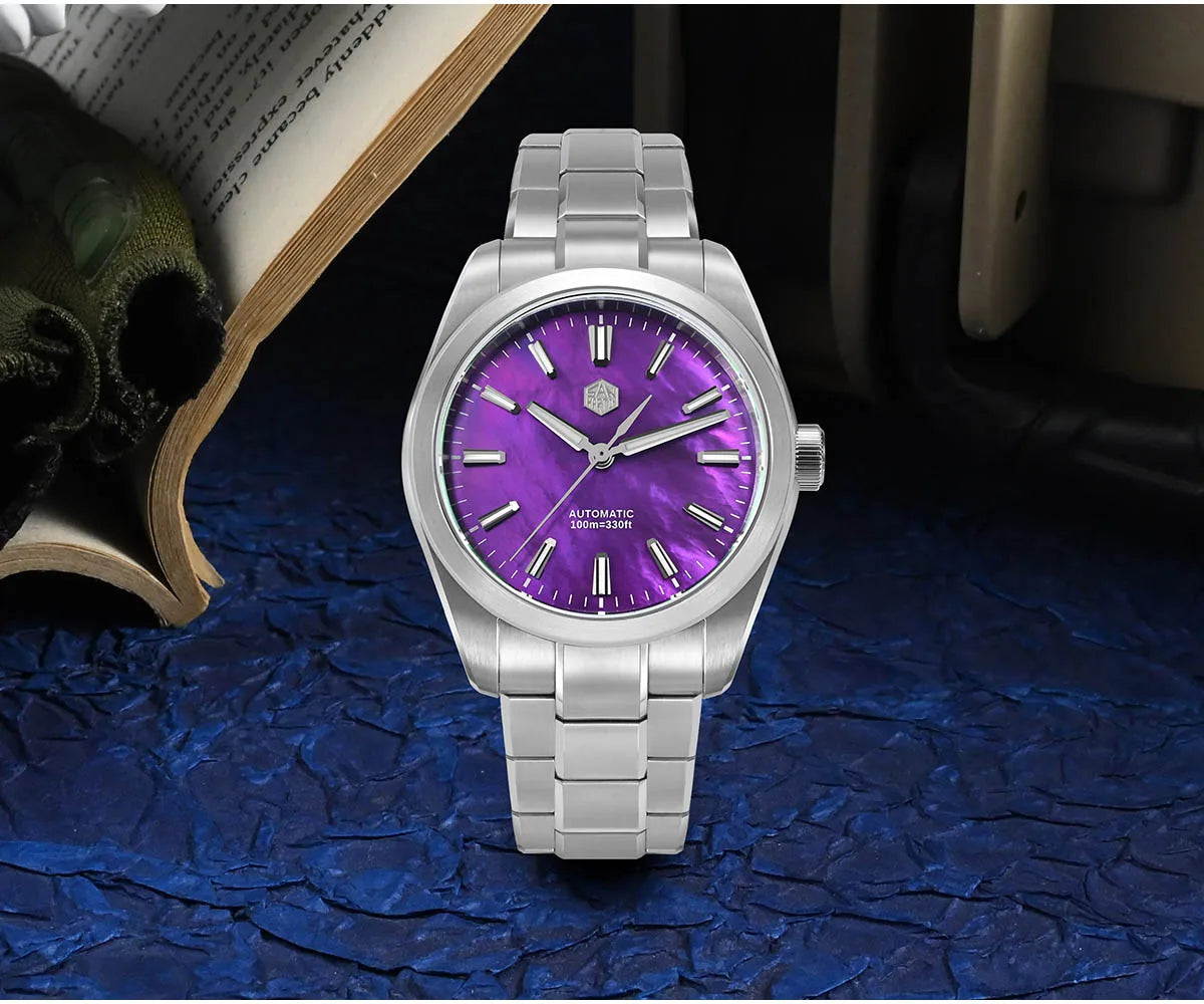 San Martin 39mm MOP Dial Sport Gada Watch Luxury Dress Men Miyota 90S5 Automatic Mechanical Wristwatch Waterproof 100m SN0144
