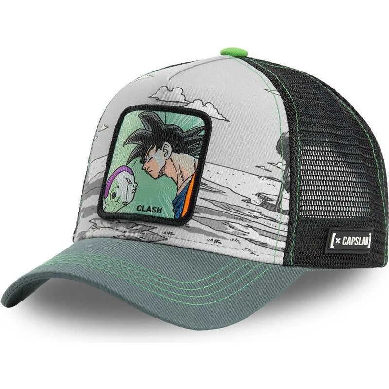 Dragon Ball Son Goku-Kappe, Sommer-Reisekappe mit Schirm, Herren-Kappe mit Stickerei, im Hip-Hop-Stil, Sonnenvisier, verstellbare Trucker-Kappe aus Netzstoff