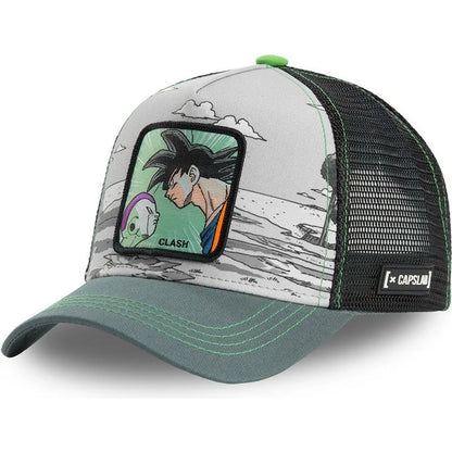 Dragon Ball Son Goku-Kappe, Sommer-Reisekappe mit Schirm, Herren-Kappe mit Stickerei, im Hip-Hop-Stil, Sonnenvisier, verstellbare Trucker-Kappe aus Netzstoff