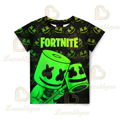 Dječja majica Cartoon Fortnite New Summer s 3D printom, za dječake i djevojčice, streetwear odjeća za odrasle i djecu, zabavna majica kratkih rukava s okruglim izrezom