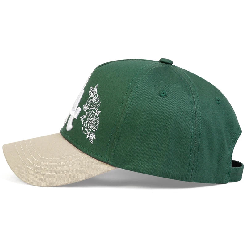 Unisex LA Rose Embroidery Snapback Baseball Caps Spring and Autumn Outdoor Adjustable Casual Hats Sunscreen Hat Sports Cap