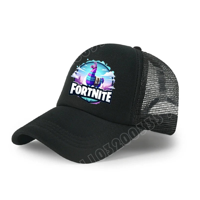 Fortnite-baseballkasket med tegneserieagtigt spilprint til børn, åndbar mesh-sommerkasket med justerbar skygge, fødselsdagsgave til børn