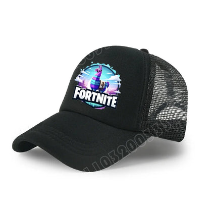 Fortnite-baseballkasket med tegneserieagtigt spilprint til børn, åndbar mesh-sommerkasket med justerbar skygge, fødselsdagsgave til børn