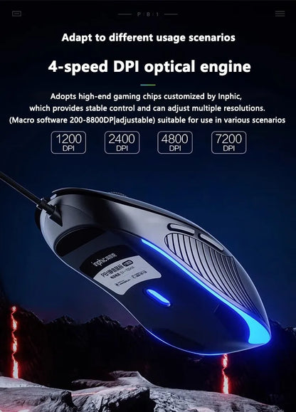 INPHIC B1 USB Wired Mouse, Silent Office Gaming Mouse for PC and Laptops