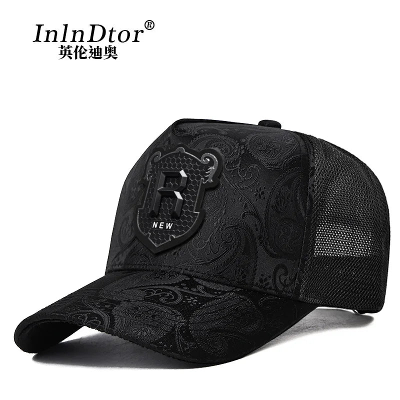 Casquette de baseball haute de mode brodée pour homme, imprimé noix de cajou, casquette décontractée d'extérieur, bordure sur le devant, toutes saisons