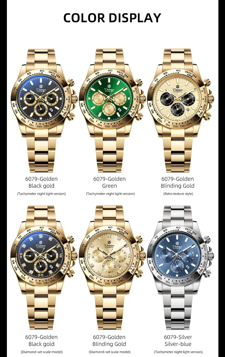 Watch For Men Luxury Stainless Steel Clock Fashion Casual Multi-functional Design Automatic Mechanical Wristwatch