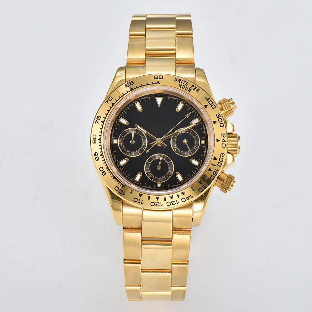 Luxury VK63 Watches gold 39mm quartz Chronograph Business Watch Men's VK63 Sport Sapphire Glass Gem dial Ceramic bezel inser