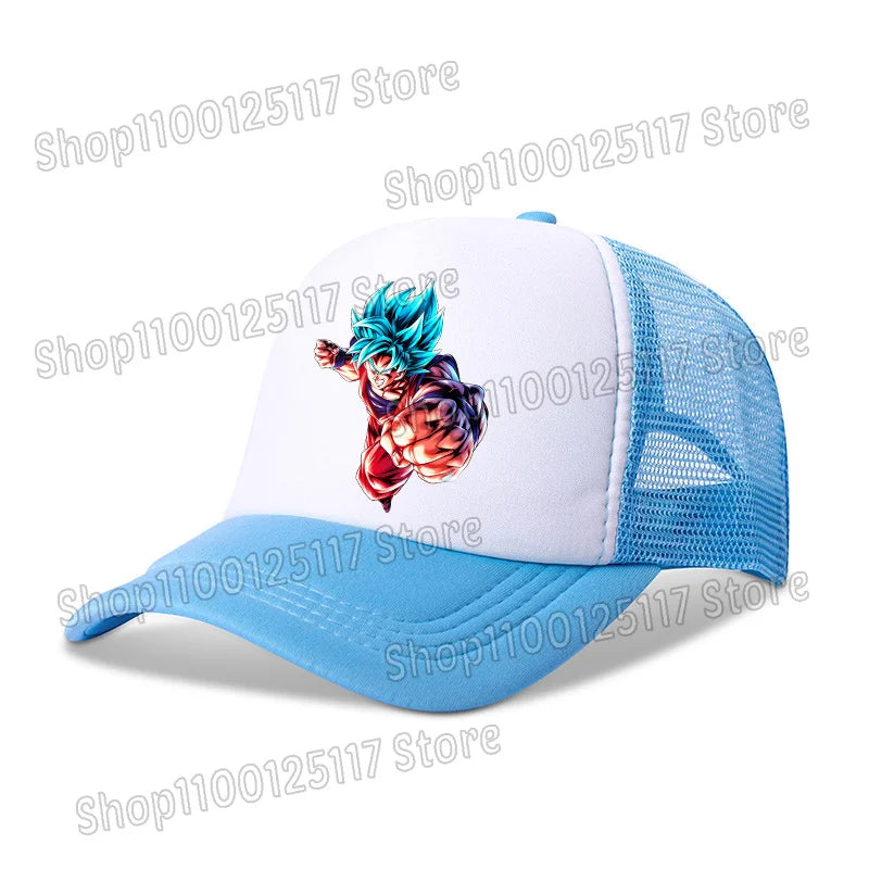 Dragon Ball Baseballkappe, Anime-Bedruckte Kappen, atmungsaktive Schirmmütze, Cartoon, Goku, Sommersport, Snapback, Mesh-Sonnenhut, Geschenk für Kinder