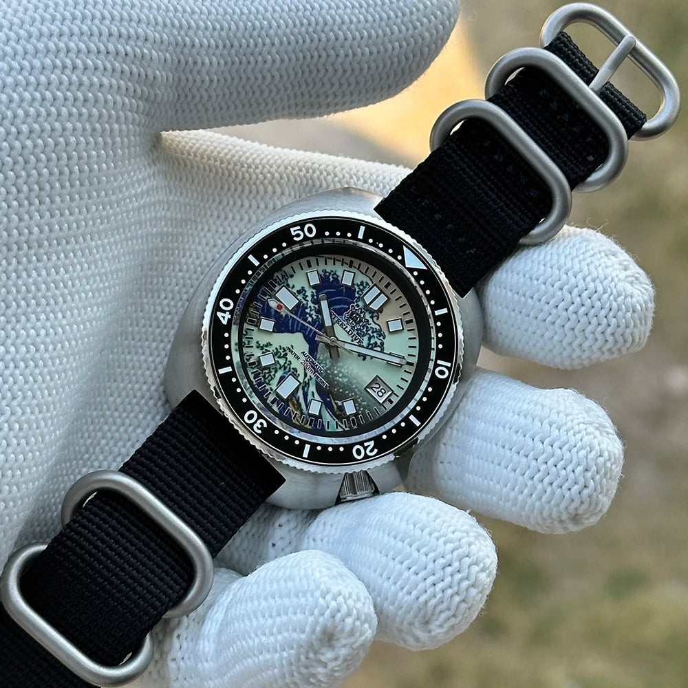 STEELDIVE SD1970J Kanagawa Turtle Full Luminous Dial Ceramic Bezel NH35 AutomaticSTEELDIVE Offical Store Mens Dive Watch