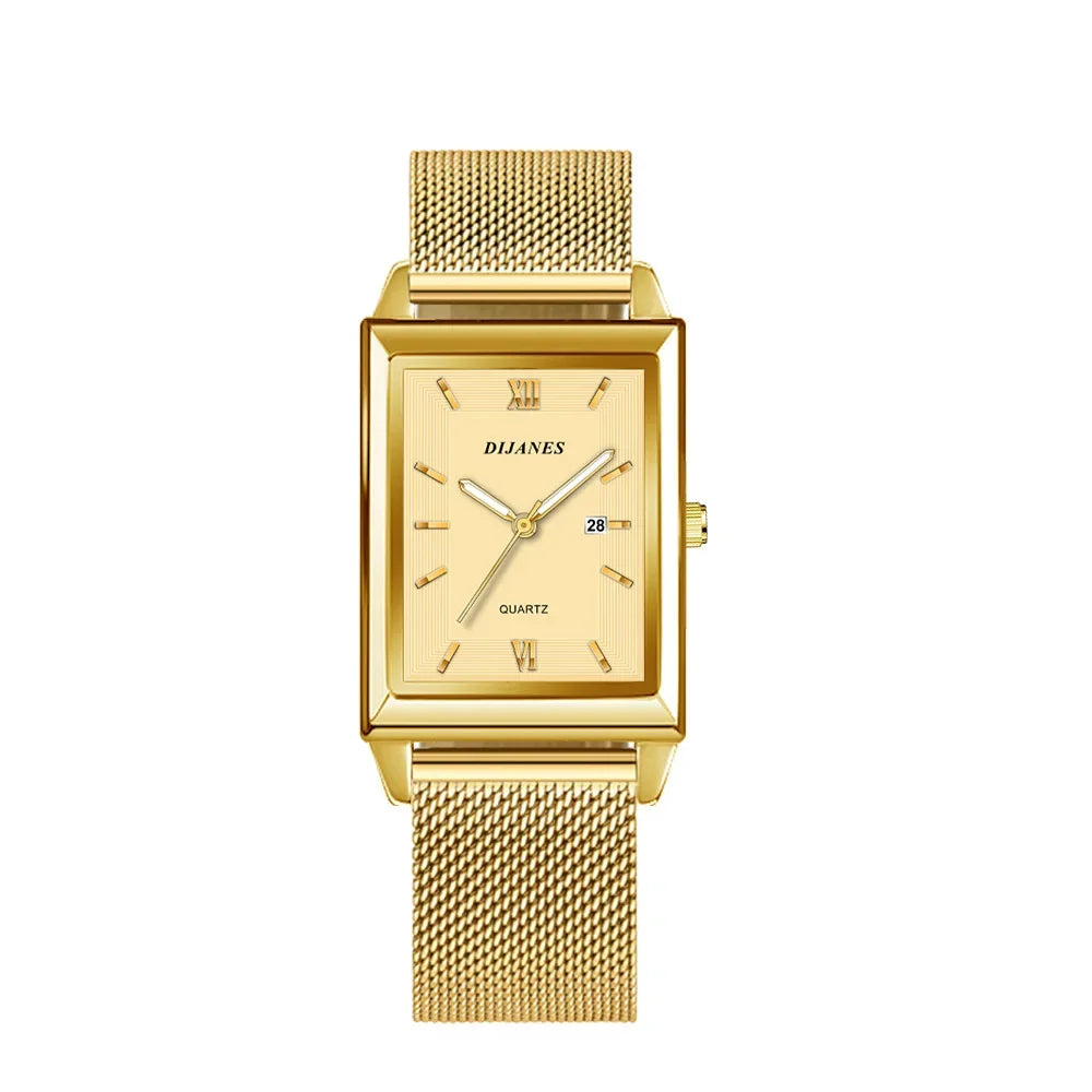 Fashion Watches for Men Luxury Rectangle Stainless Steel Men's Quartz Wristwatch Business Man Watch Clock Gift relogio masculino
