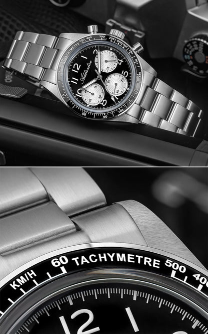 ADDIESDVIE Men Watch Reloj Hombre 10Bar Waterproof AD2517 BGW9 Super Luminous 316L Stainless Steel VK63 Chronograph Quartz Watch