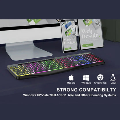New Wired Light Backlit RGB Mute Keyboard Desktop Notebook Home Business For Office Ultra Thin USB office home