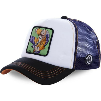 Dragon Ball Son Goku-Kappe, Sommer-Reisekappe mit Schirm, Herren-Kappe mit Stickerei, im Hip-Hop-Stil, Sonnenvisier, verstellbare Trucker-Kappe aus Netzstoff