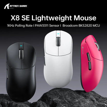 ATTACK SHARK X8 SE 55g Superlight Wireless Gaming Mouse, BK52820 Tri-Mode Mouse, 25000DPI, 500mAh Battery, 5 Programmable Buttons