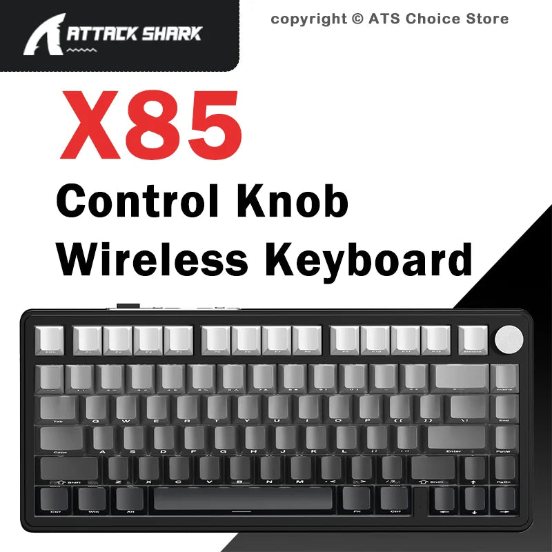 ATTACK SHARK X85/X85Pro Wireless Mechanical Keyboard 75% 82 Keys Tri-Mode Bluetooth Wired RGB Hot Swap Gasket Knob Large battery
