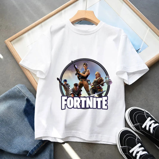 Neue Fortnite-Sommer-T-Shirts für Kinder, Cartoon-Figur-Grafik-T-Shirt, lässige Sport-Kurzarmtops für Jungen