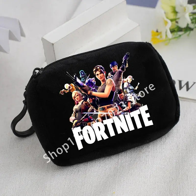 Fortnites pluche portemonnee voor jongens en meisjes, schattige modieuze draagbare portemonnee, cartoon-anime opbergtasje voor ID-kaarten, verjaardagscadeaus voor kinderen
