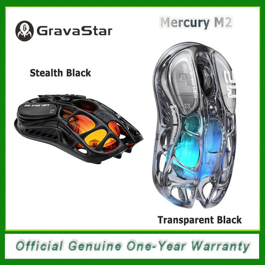 GravaStar Mercury M2 Wireless Gaming Mouse, 26,000 DPI PAW3395 Sensor, 79g Lightweight RGB Gaming Mouse with 5 Programmable Buttons