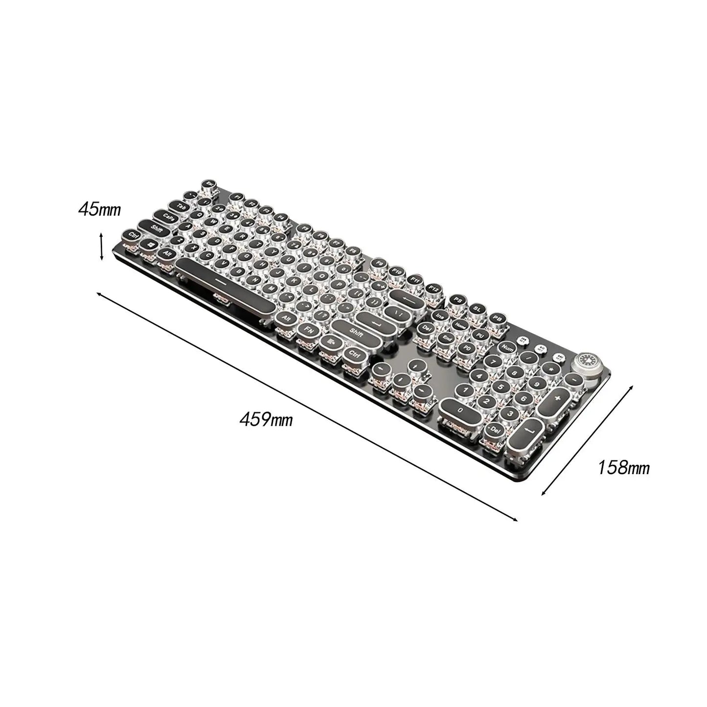 Mechanical Gaming Keyboard USB Wired Keyboard Steampunk Keyboard Black Switch Retro Punk 104 Key Round Keycaps for PC Office
