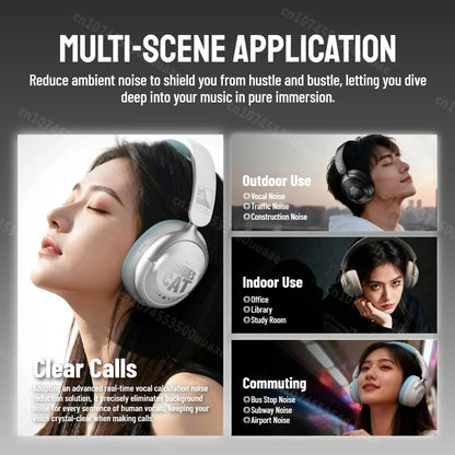 Zombies Cat S10 ANC Bluetooth 6.0 Headphones -45dB Active Noise Canceling Earphone HiFi Stereo Over-Ear Wire/Wireless Headset