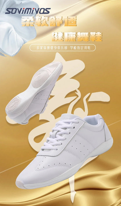 Zapatillas de baile para mujer, zapatillas deportivas planas y ligeras, zapatillas de gimnasia aeróbica de competición, zapatillas deportivas para fitness, zapatillas de baile blancas.