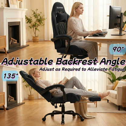 Massage Gaming Chair, Computer Office Chair with Comfy Fabric, Height Adjustable Game Chair with 360° Swivel Seat and Headrest
