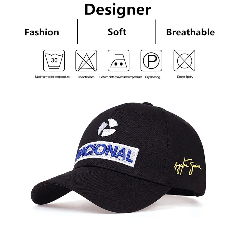 Bonés de baseball unissexo com bordado de letras NACIONAL, para primavera e outono, chapéus casuais ajustáveis para exterior, chapéu de proteção solar, boné desportivo de golfe
