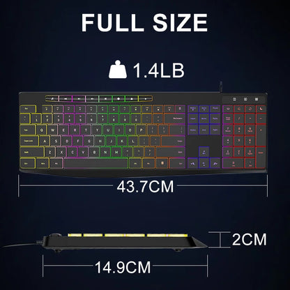 New Wired Light Backlit RGB Mute Keyboard Desktop Notebook Home Business For Office Ultra Thin USB office home