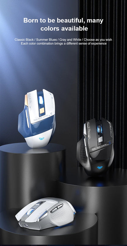 AULA SC550 žaidimų pelė, 2.4G belaidė makro pelė su RGB apšvietimu, ergonomiško dizaino e. sporto pelė, PC priedai