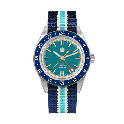 San Martin Original Design Fashion GMT 39.5mm Men Sports Watch Japan NH34 Automatic Mechanical Waterproof 100m SN0116 Reloj
