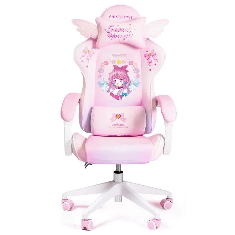 New Cute E-Sports Chair Rose Pink Office Home Furniture Computer Chair Animation Girl Game Chair Lift Rotation Can Be Adjusted