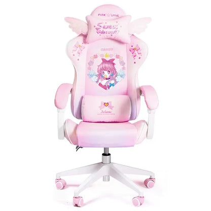 New Cute E-Sports Chair Rose Pink Office Home Furniture Computer Chair Animation Girl Game Chair Lift Rotation Can Be Adjusted