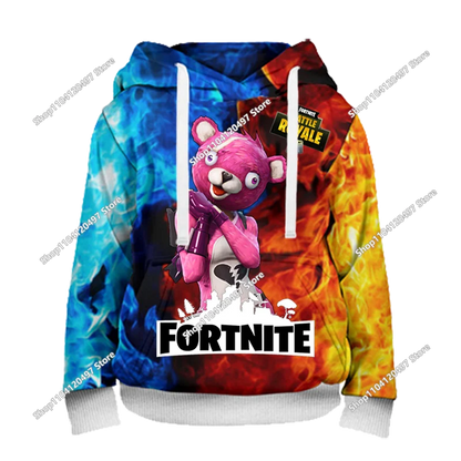 Fortnite облекло за двойки – мъжки и дамски суитшърт, детски ежедневен худи с принт, за ученици, спорт на открито, изчистен модел с дълъг ръкав