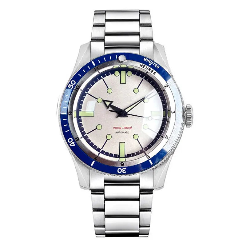 Pilot Watch 200M Water Resistant Mechanical Wristwatch NH35A PT5000 Miyota 8215 Domed Sapphire Glass 120 clicks Bezel Steel Band