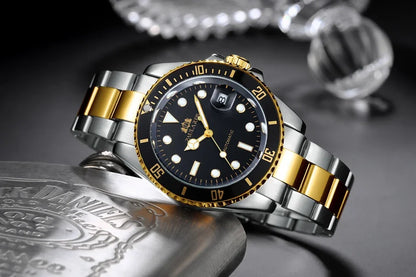 Automatic Mens Watch Mechanical Movement Stainless Steel Gold Silver Green Red Dial Date Strong Luminous Luxury Watches