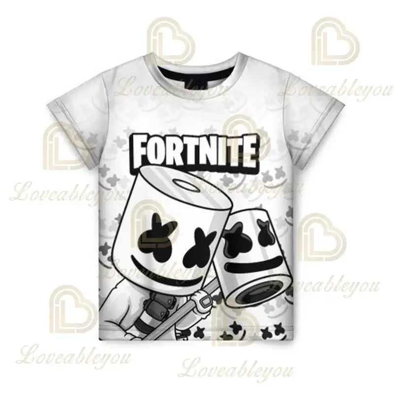 Dječja majica Cartoon Fortnite New Summer s 3D printom, za dječake i djevojčice, streetwear odjeća za odrasle i djecu, zabavna majica kratkih rukava s okruglim izrezom