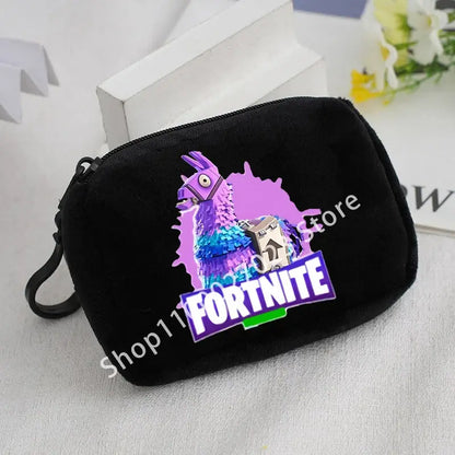 Fortnites pluche portemonnee voor jongens en meisjes, schattige modieuze draagbare portemonnee, cartoon-anime opbergtasje voor ID-kaarten, verjaardagscadeaus voor kinderen